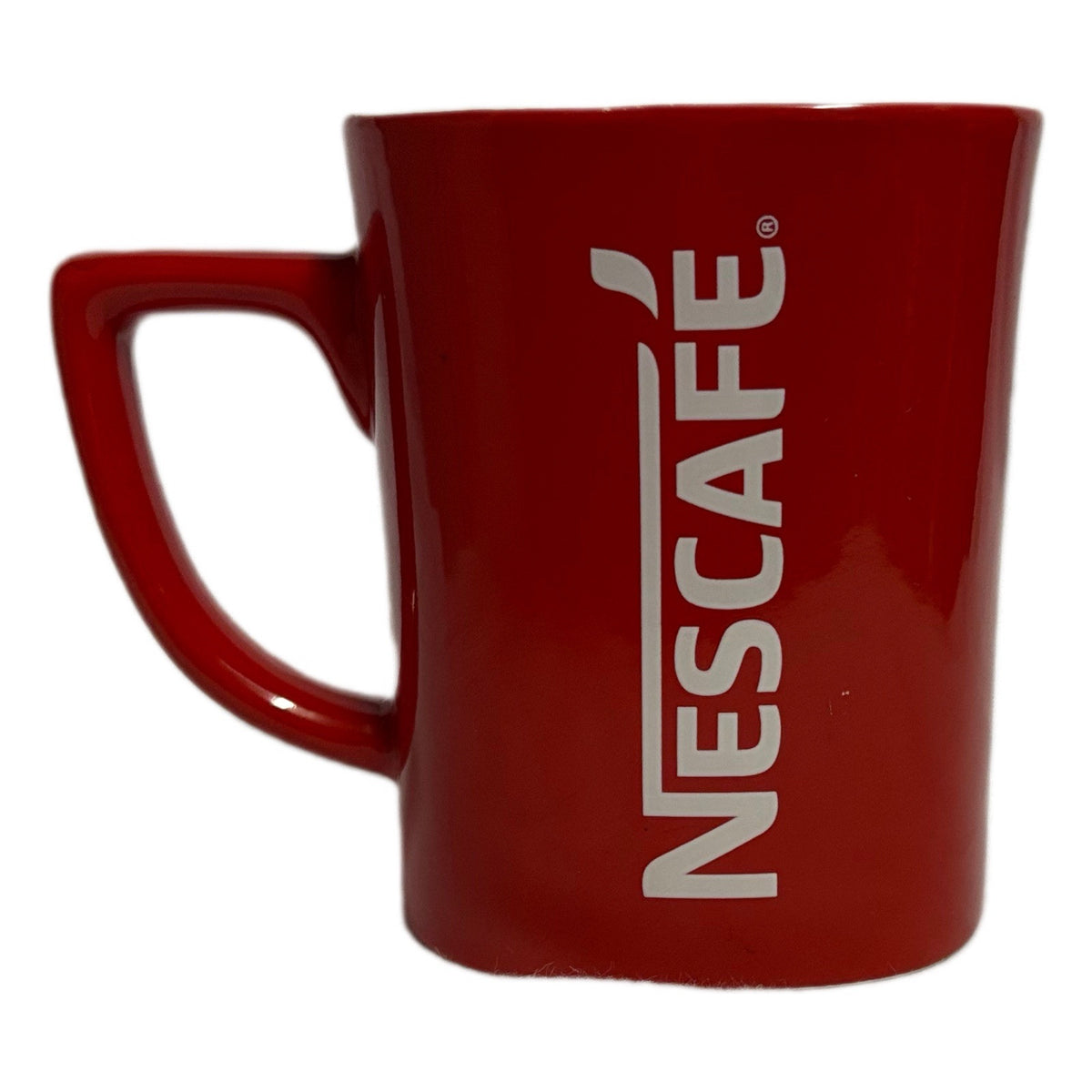 4-Nescafe Classic Red Mugs Square 8 oz White Interior Coffee Tea Ceramic Cups
