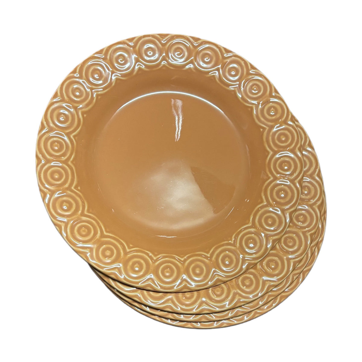 Crate & Barrel SIERRA 4-Dinner Plates Burnt Orange Terracotta Portugal Ceramic