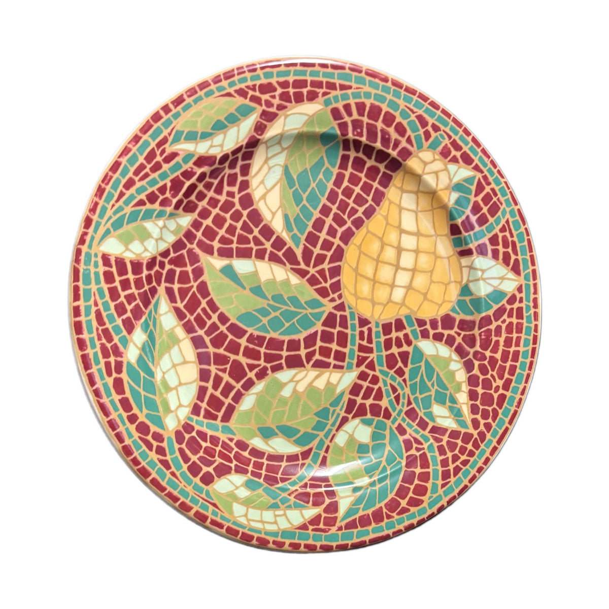 Pier 1 Imports MOSAIC FRUIT 6-Salad Plates ITALY Earthenware Dessert Dishes