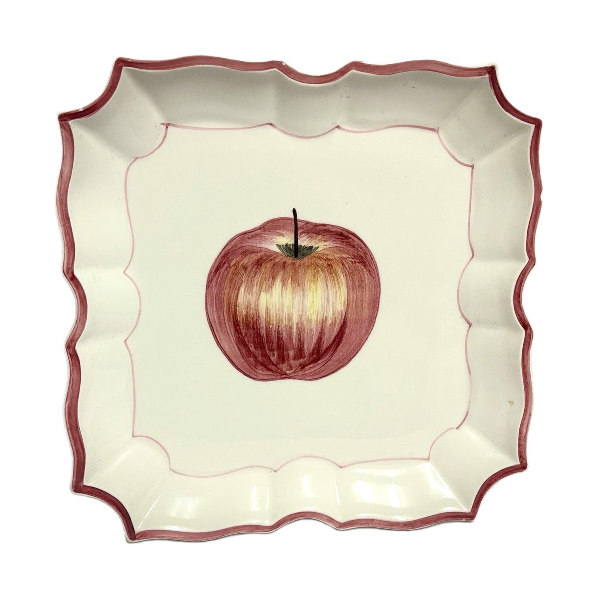 VIETRI 2-Plates Italy HandPainted DISAPPEARING APPLE Square Scalloped Wall Décor