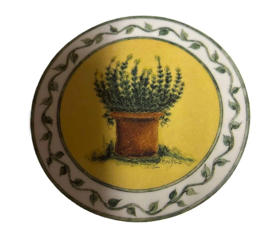 Vintage CIC Italy Set 1_Serving Bowl 4-Pasta Bowls Wild Herb Plant Green Border