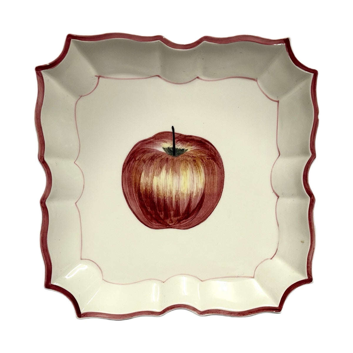VIETRI 2-Plates Italy HandPainted DISAPPEARING APPLE Square Scalloped Wall Décor