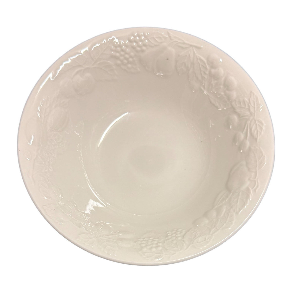 Gibson China Embossed Fruit Off- 10 1/8”D Ceramic Serving Bowl Vintage Dish