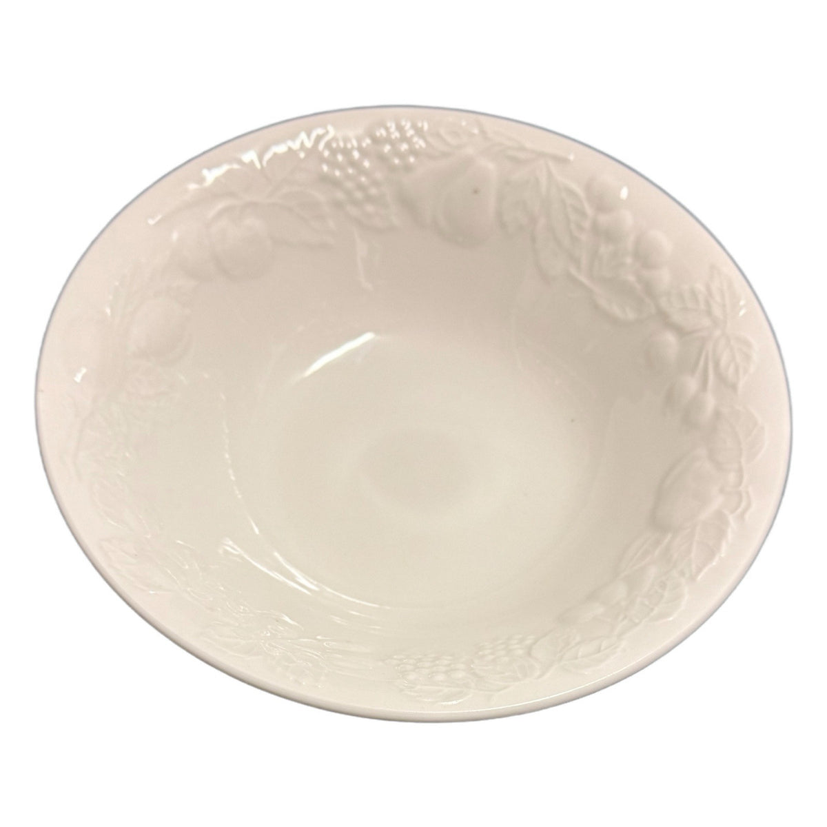 Gibson China Embossed Fruit Off- 10 1/8”D Ceramic Serving Bowl Vintage Dish