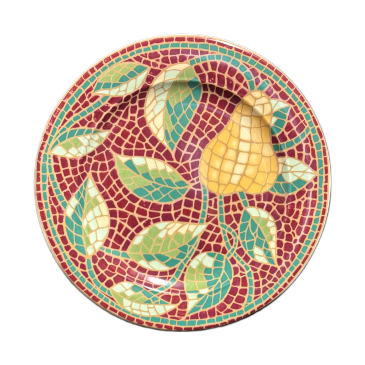 Pier 1 Imports MOSAIC FRUIT 6-Salad Plates ITALY Earthenware Dessert Dishes