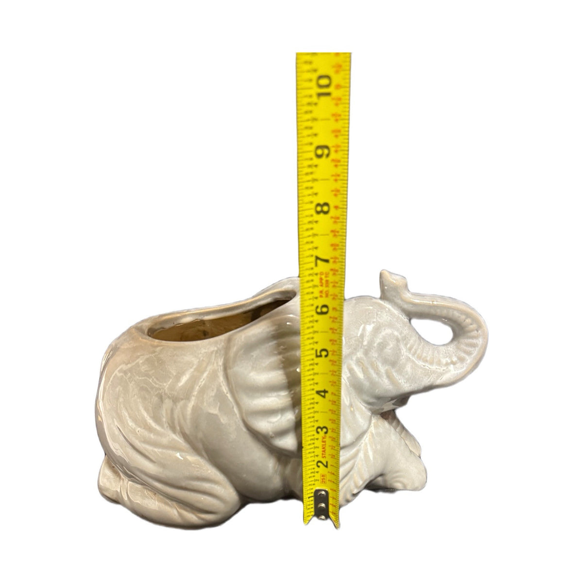 2-Elephant Planter Vase Trunk Up Gray Ceramic Garden Patio Flower Pot Gardening