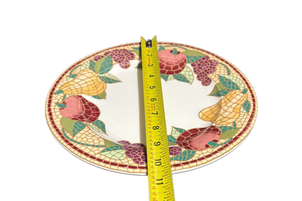 Pier 1 Imports MOSAIC FRUIT 2-Dinner Plates ITALY Earthenware Dinnerware