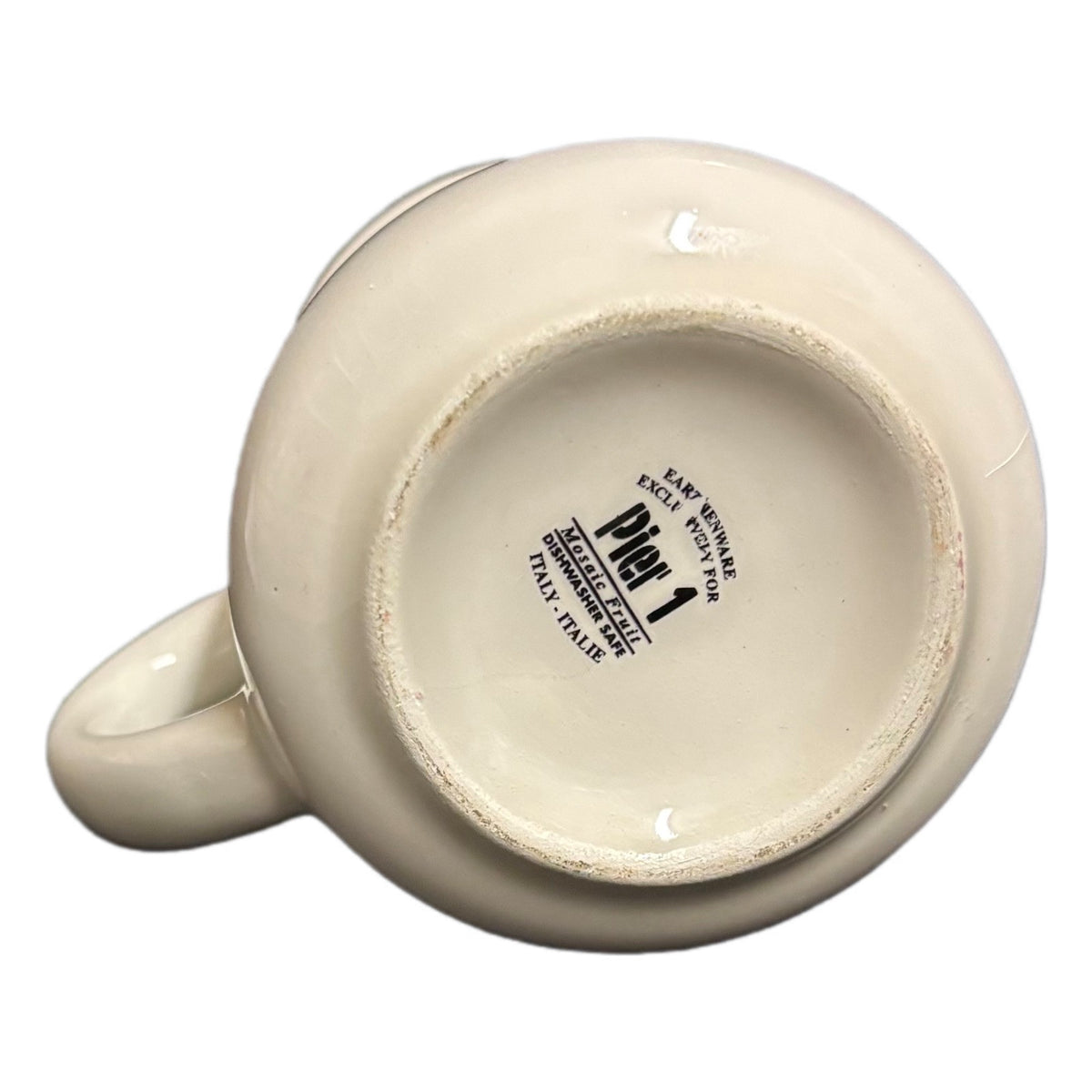 Pier 1 MOSAIC FRUIT Creamer Pitcher Italy Earthenware Milk Replacement Dish