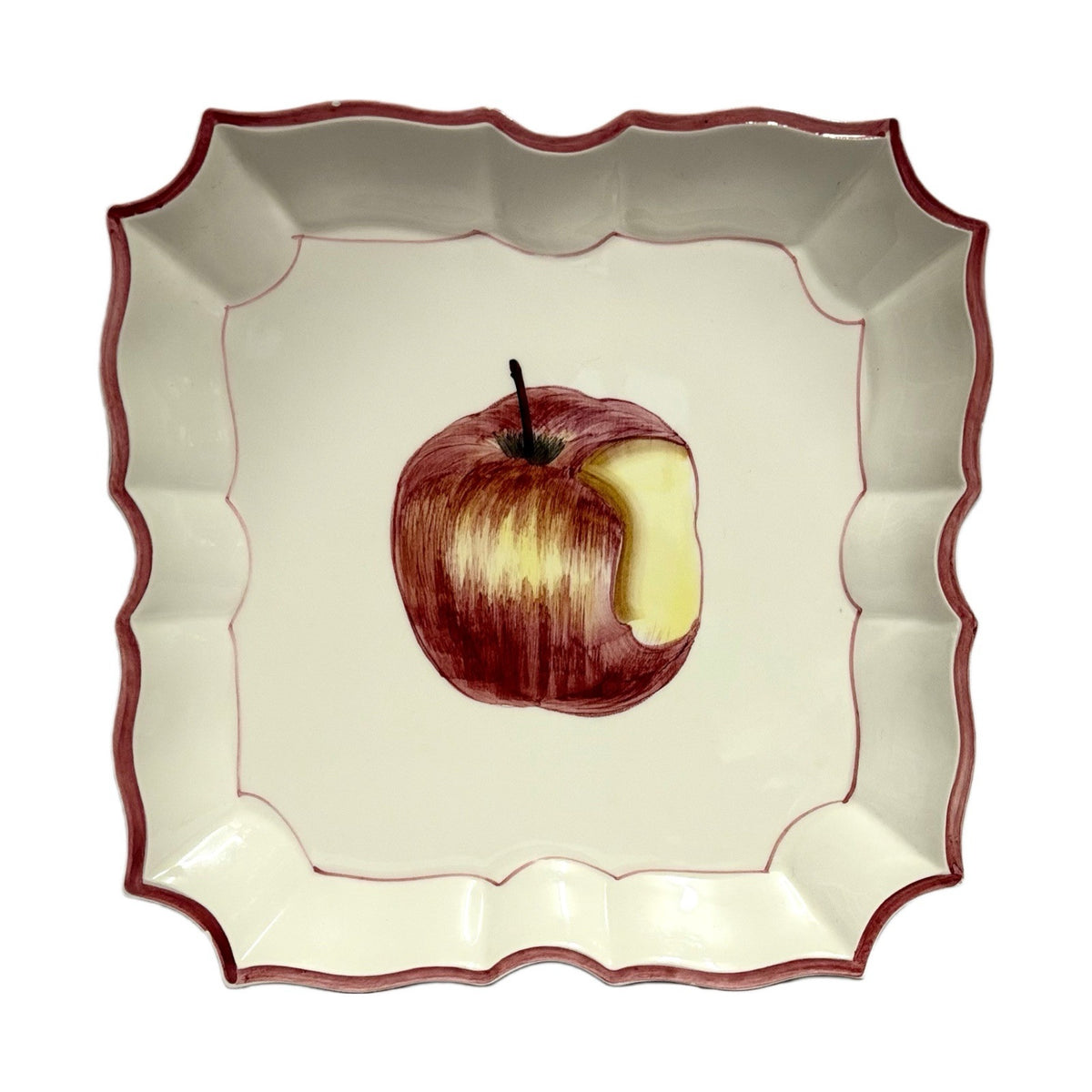 VIETRI 2-Plates Italy HandPainted DISAPPEARING APPLE Square Scalloped Wall Décor