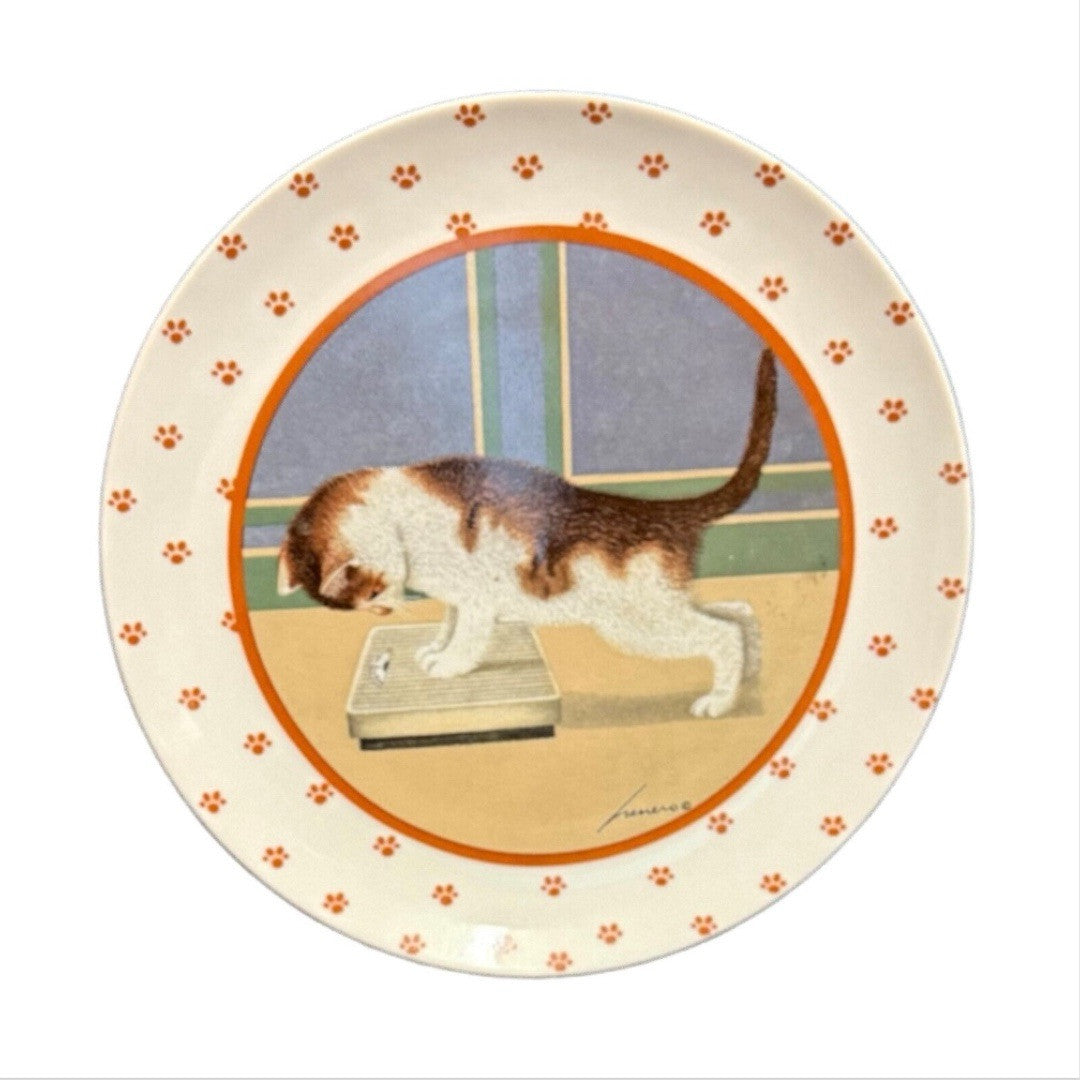 Vintage Lowell Herrero Plate VANDOR Cat on Scale 1989 Japan Kitten Collection