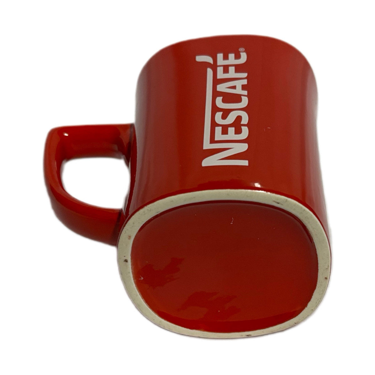 4-Nescafe Classic Red Mugs Square 8 oz White Interior Coffee Tea Ceramic Cups