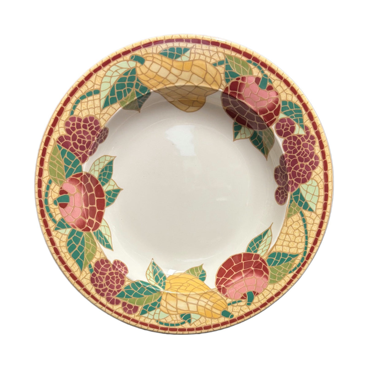 Pier 1 Imports MOSAIC FRUIT 3- Soup Bowls ITALY Earthenware Pasta Dishes