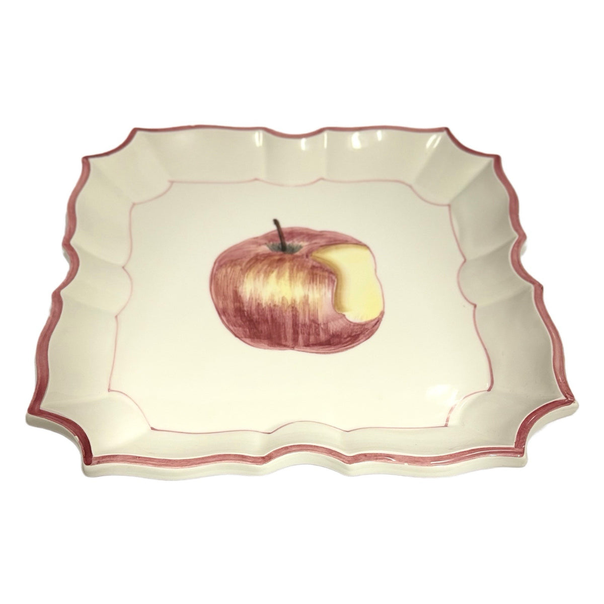 VIETRI 2-Plates Italy HandPainted DISAPPEARING APPLE Square Scalloped Wall Décor