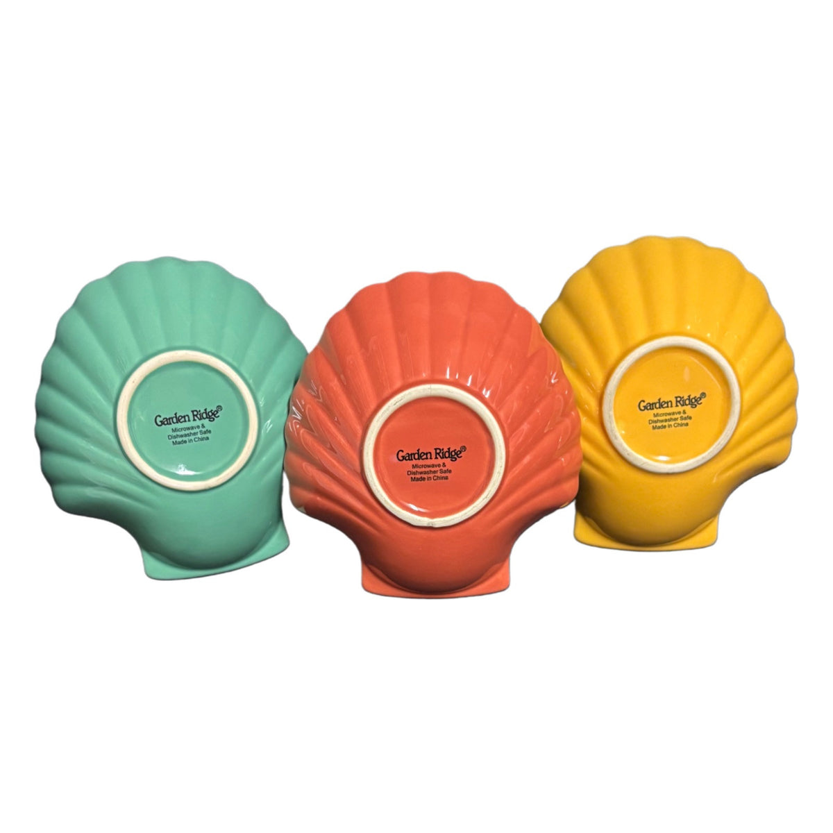 Garden Ridge Pottery Shell Bowls Set of 6 Multicolor Ceramic Snack Dishes