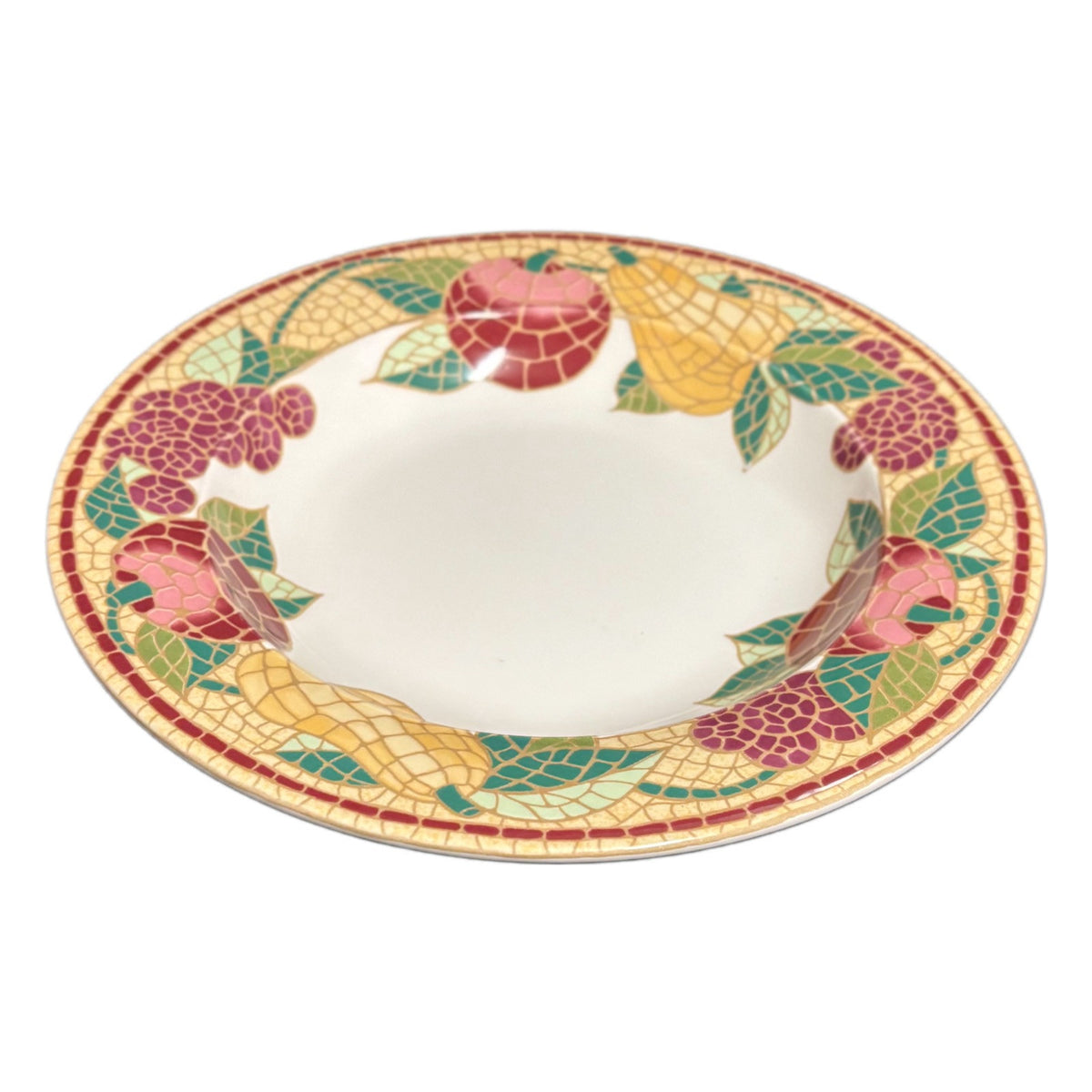 Pier 1 Imports MOSAIC FRUIT 3- Soup Bowls ITALY Earthenware Pasta Dishes