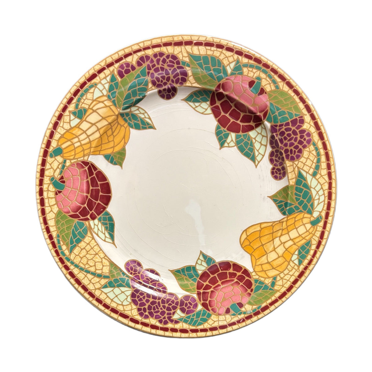 Pier 1 Imports MOSAIC FRUIT 2-Dinner Plates ITALY Earthenware Dinnerware