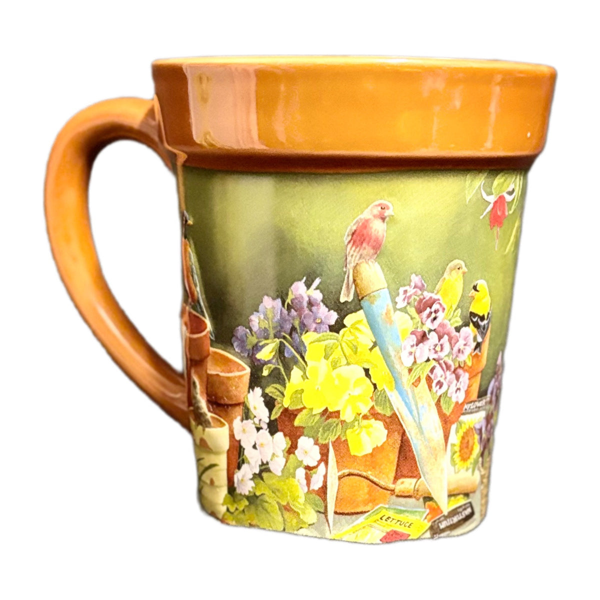 Garden Delights Mug WILD WINGS Susan Bourdet Ceramic Floral Birds Coffee Tea Cup