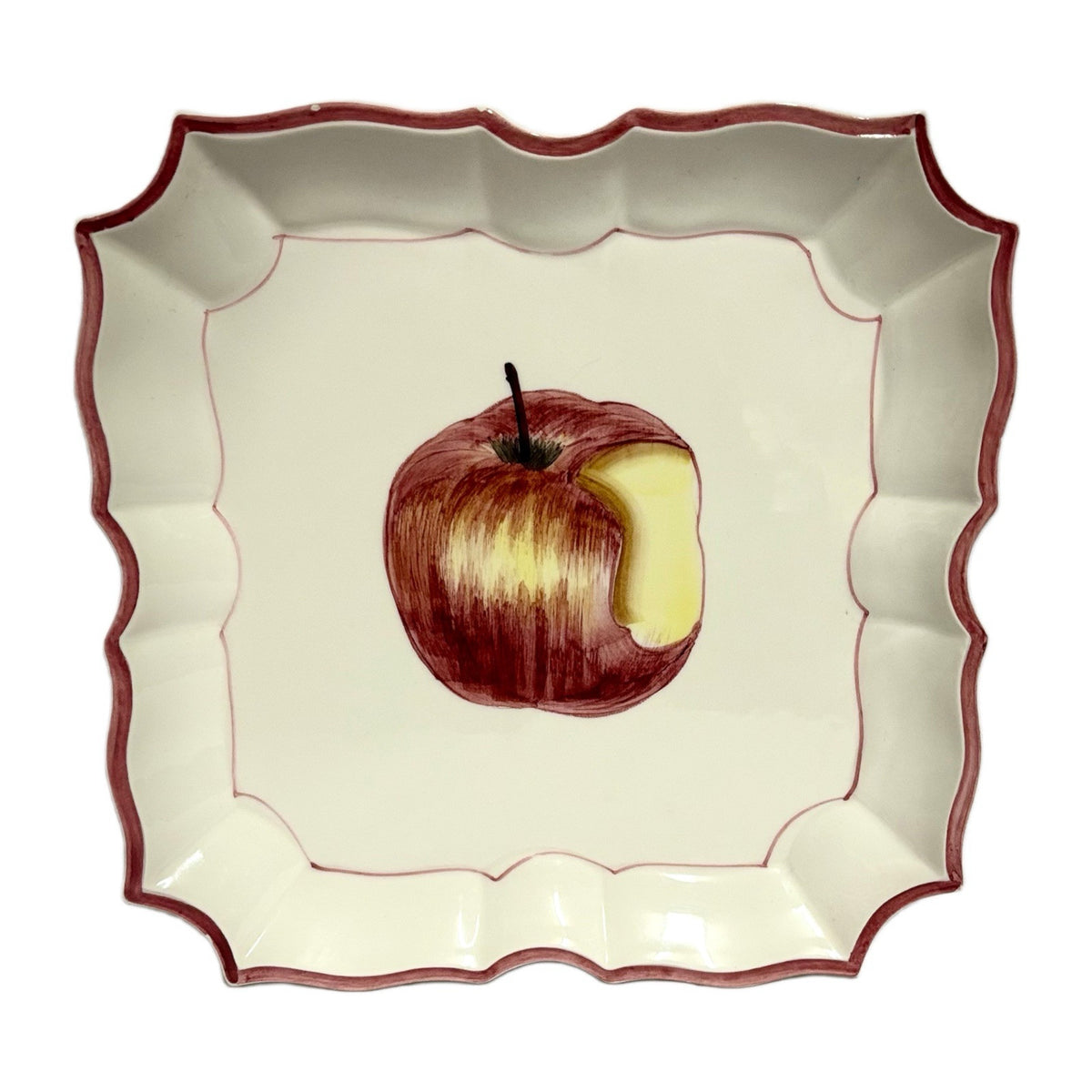 VIETRI 2-Plates Italy HandPainted DISAPPEARING APPLE Square Scalloped Wall Décor