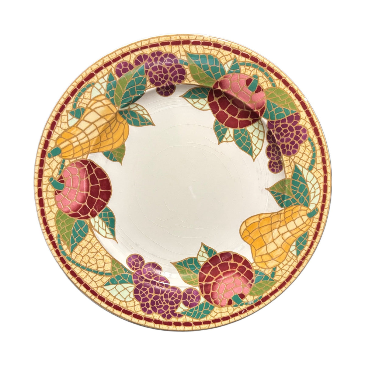 Pier 1 Imports MOSAIC FRUIT 2-Dinner Plates ITALY Earthenware Dinnerware