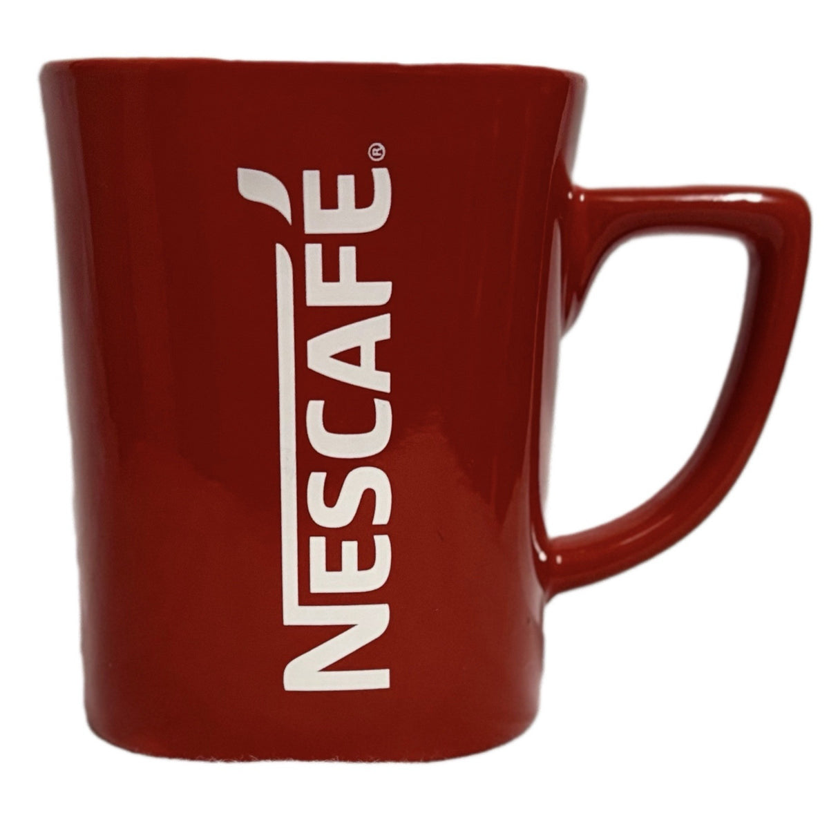 4-Nescafe Classic Red Mugs Square 8 oz White Interior Coffee Tea Ceramic Cups