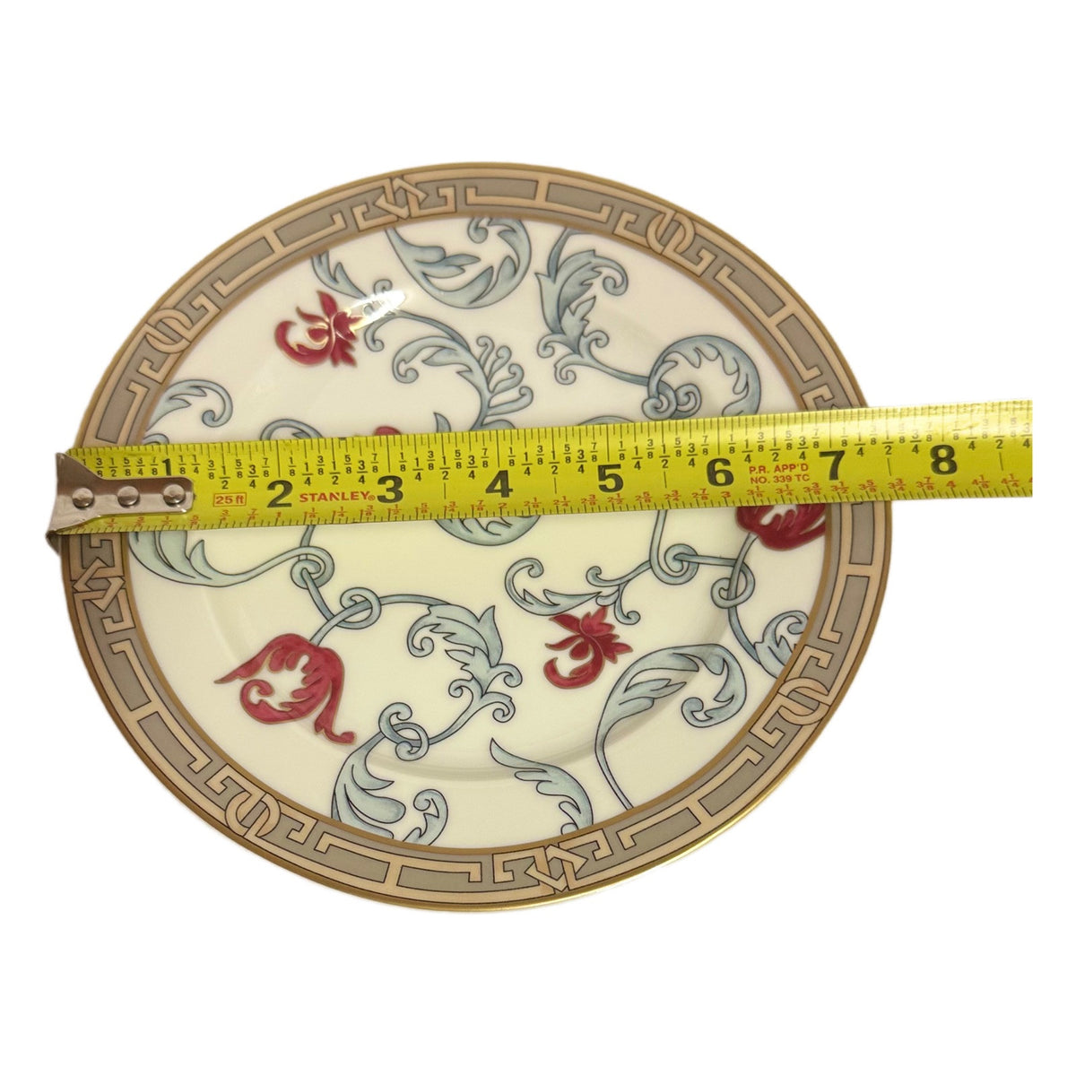 SAN MARINO Italy 4-Dessert  Plates Floral Red Tulip Gold Accent Salad Appetizer