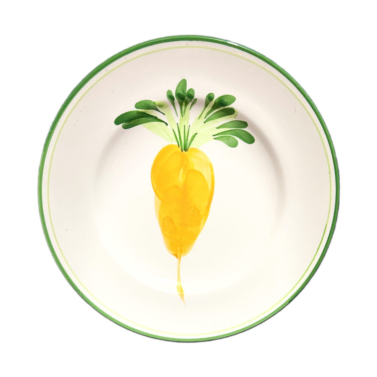 PIZZATO Italy 2-Dinner Plates Hand Painted Carrots Beet Ceramic White Green Trim
