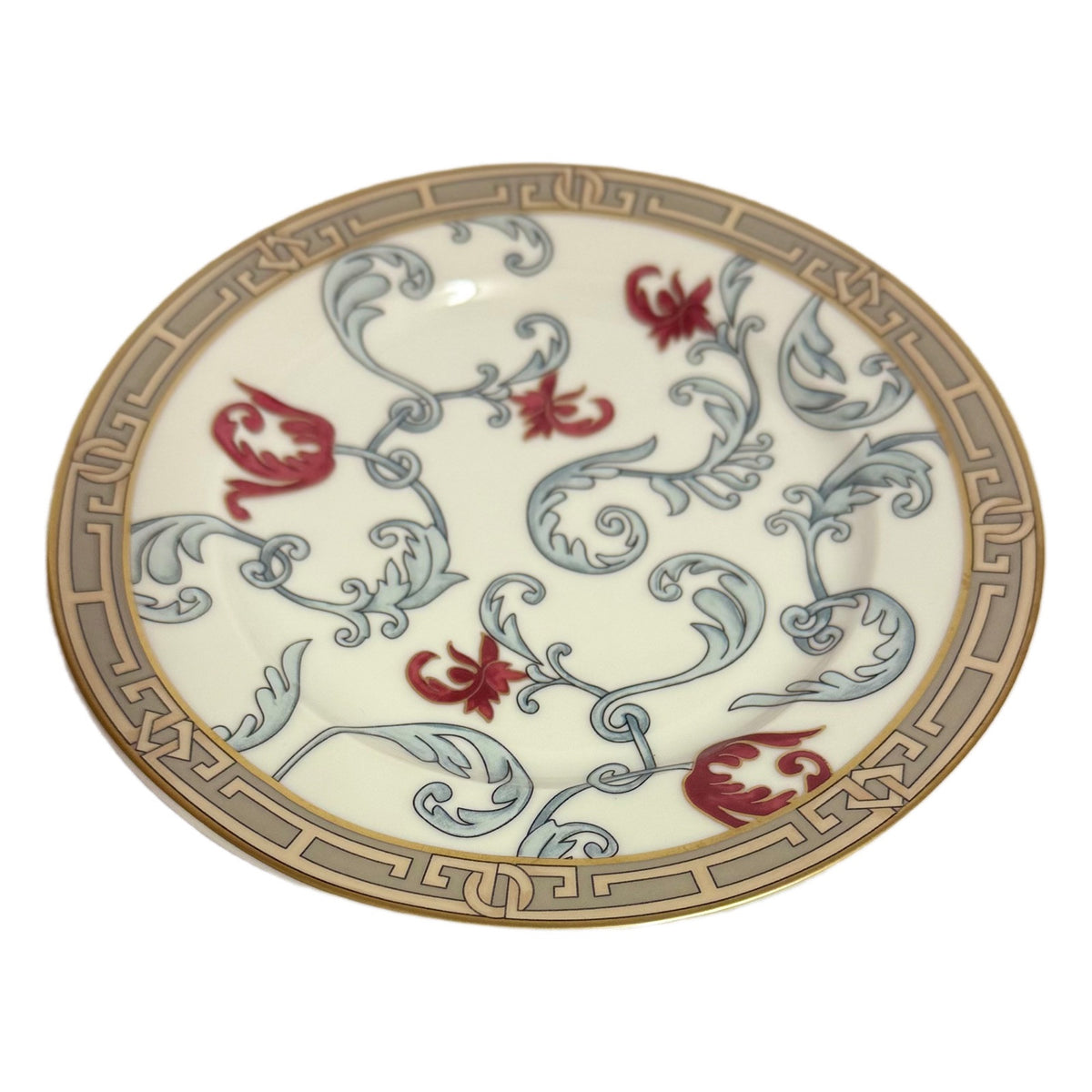 SAN MARINO Italy 4-Dessert  Plates Floral Red Tulip Gold Accent Salad Appetizer