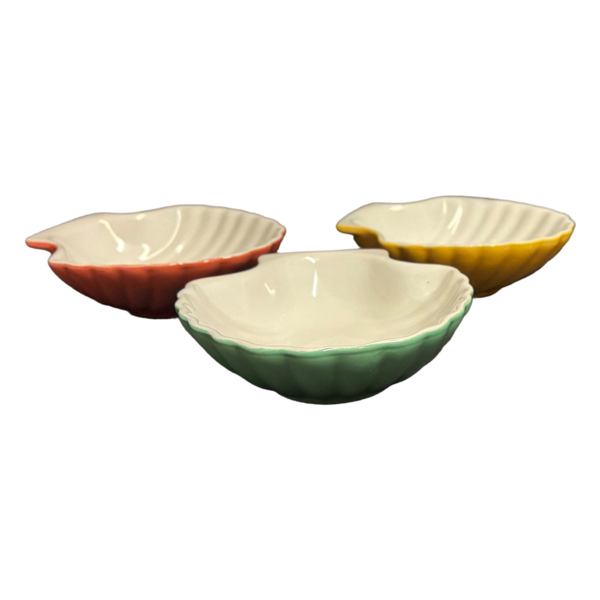Garden Ridge Pottery Shell Bowls Set of 6 Multicolor Ceramic Snack Dishes