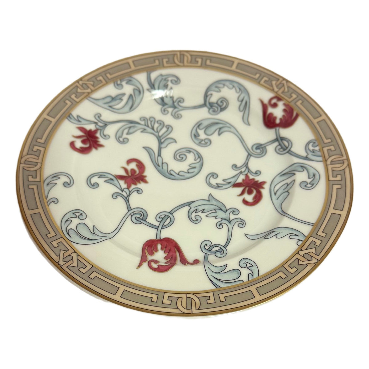 SAN MARINO Italy 4-Dessert  Plates Floral Red Tulip Gold Accent Salad Appetizer
