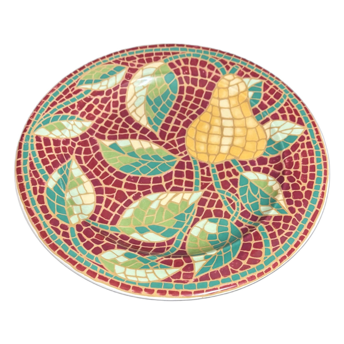 Pier 1 Imports MOSAIC FRUIT 6-Salad Plates ITALY Earthenware Dessert Dishes