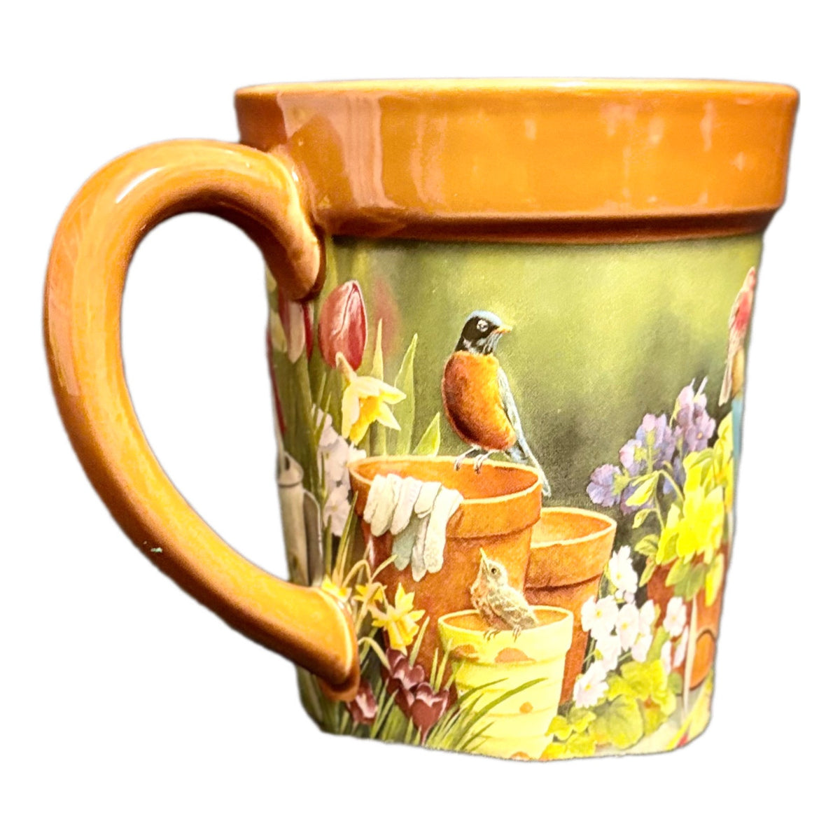 Garden Delights Mug WILD WINGS Susan Bourdet Ceramic Floral Birds Coffee Tea Cup