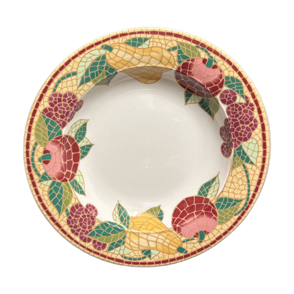 Pier 1 Imports MOSAIC FRUIT 3- Soup Bowls ITALY Earthenware Pasta Dishes