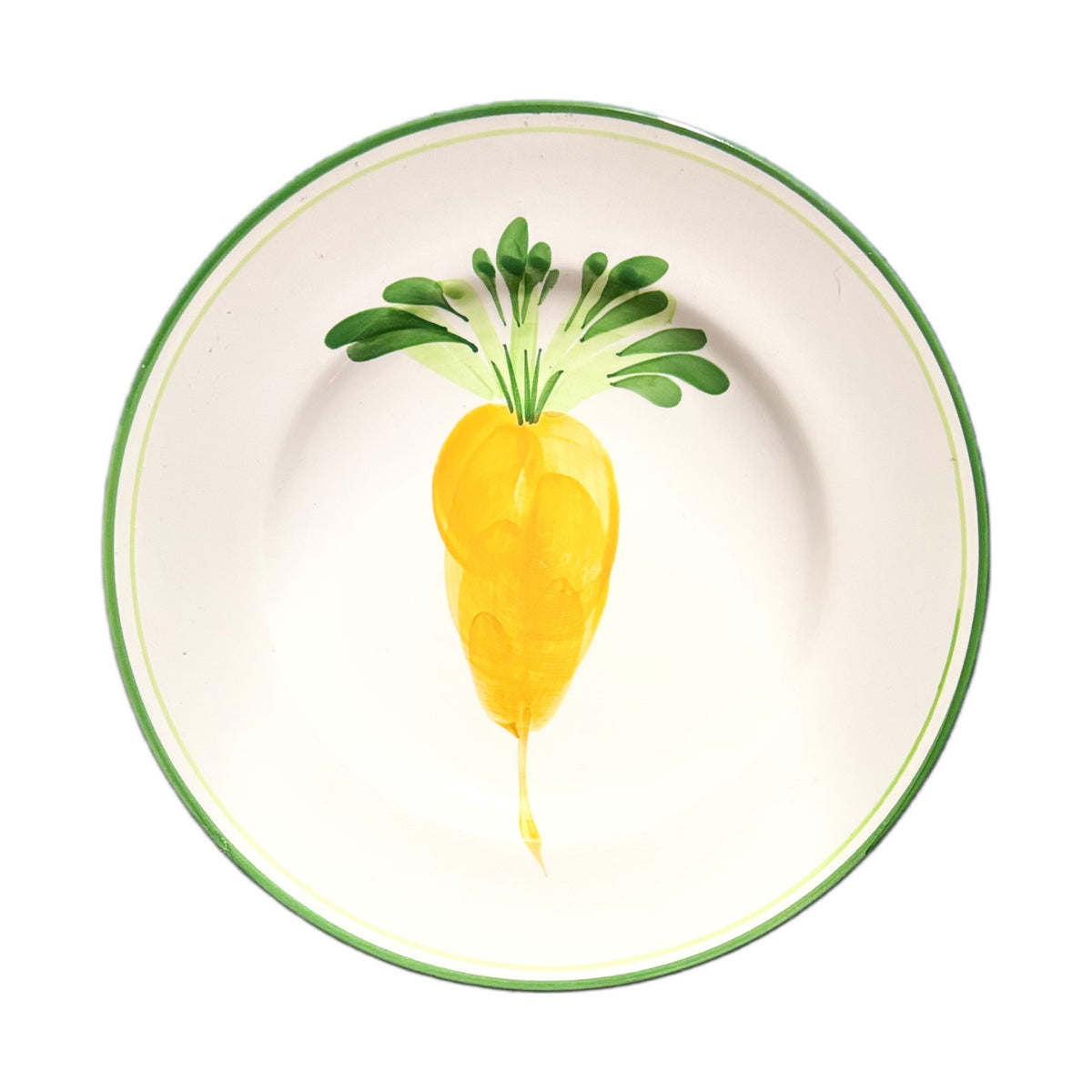 PIZZATO Italy 2-Dinner Plates Hand Painted Carrots Beet Ceramic White Green Trim