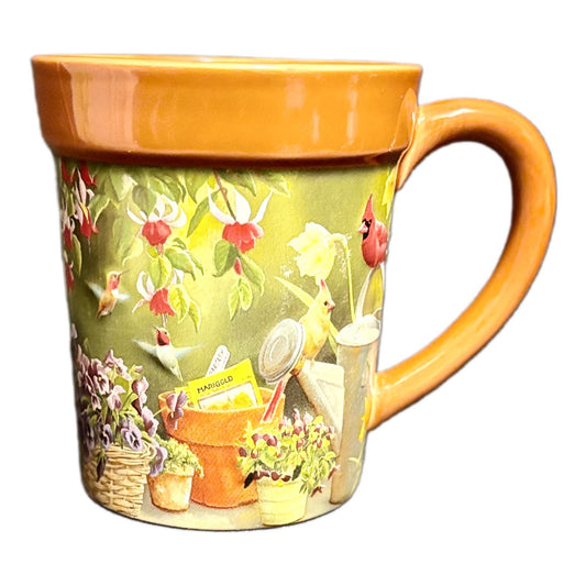 Garden Delights Mug WILD WINGS Susan Bourdet Ceramic Floral Birds Coffee Tea Cup