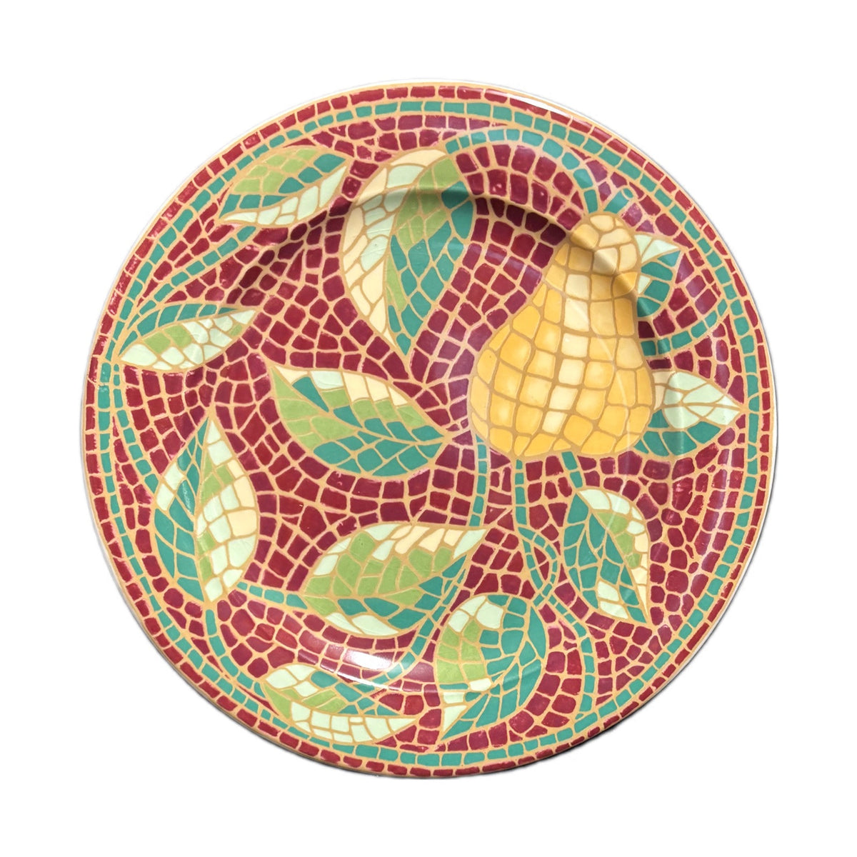 Pier 1 Imports MOSAIC FRUIT 6-Salad Plates ITALY Earthenware Dessert Dishes