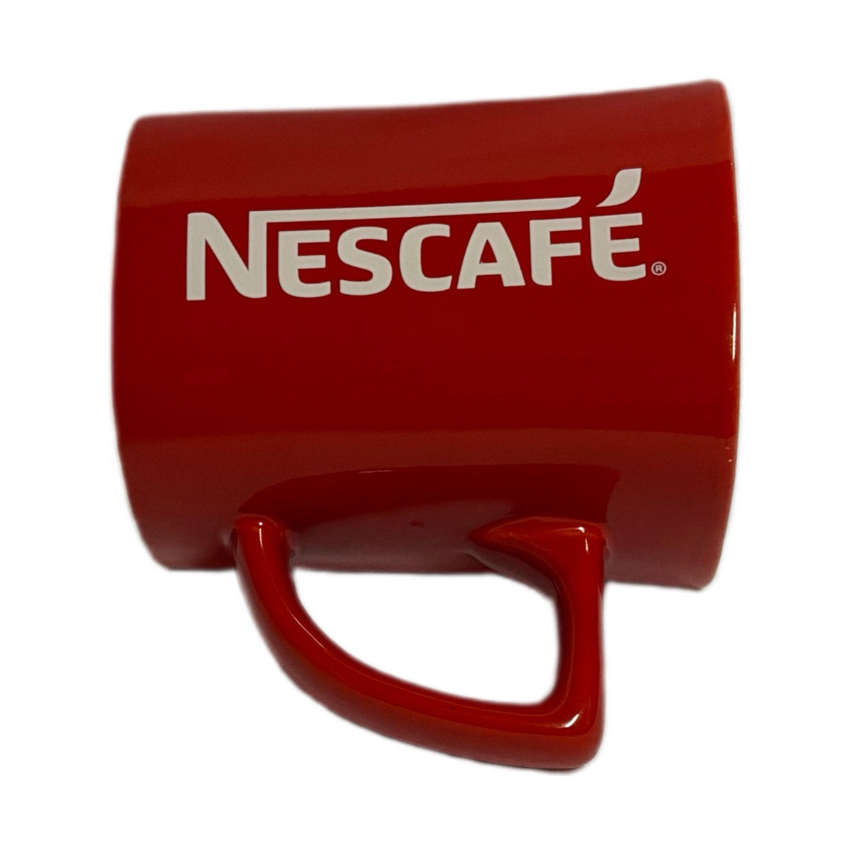4-Nescafe Classic Red Mugs Square 8 oz White Interior Coffee Tea Ceramic Cups