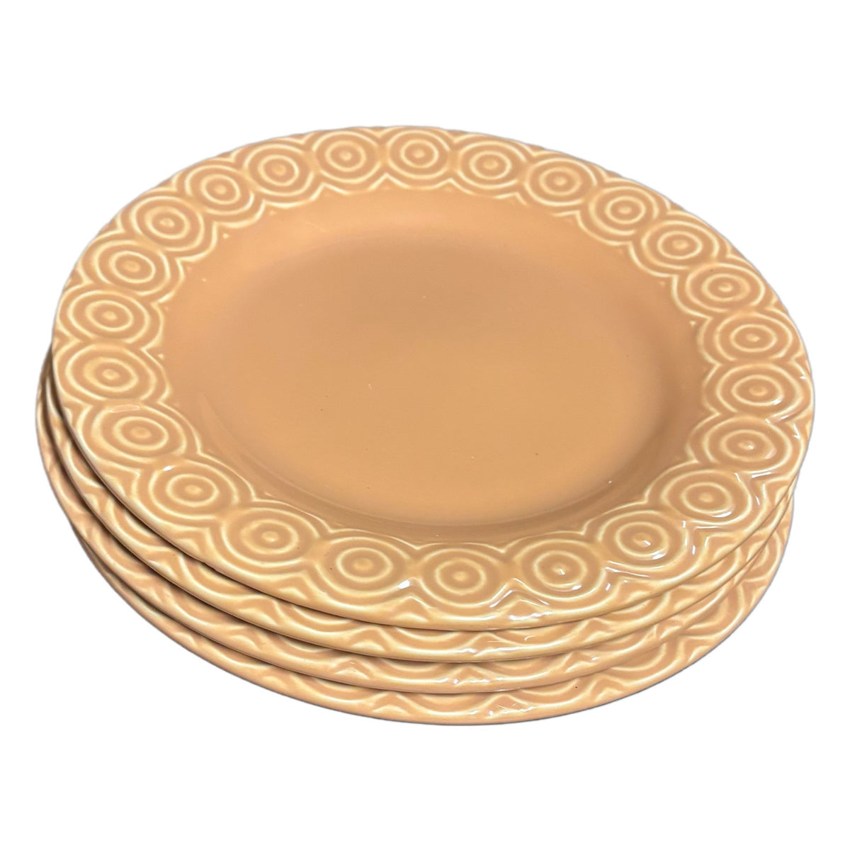 Crate & Barrel SIERRA 4-Dinner Plates Burnt Orange Terracotta Portugal Ceramic