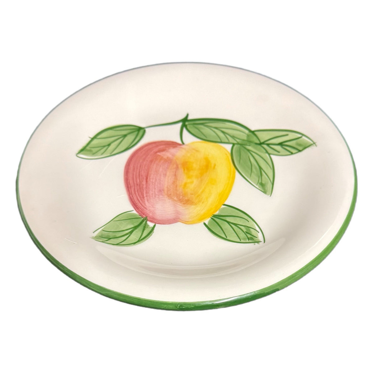 C & R 3 Dessert Plates 3 Mugs Fruit Apple Green Trim Thailand Dessert Coffee