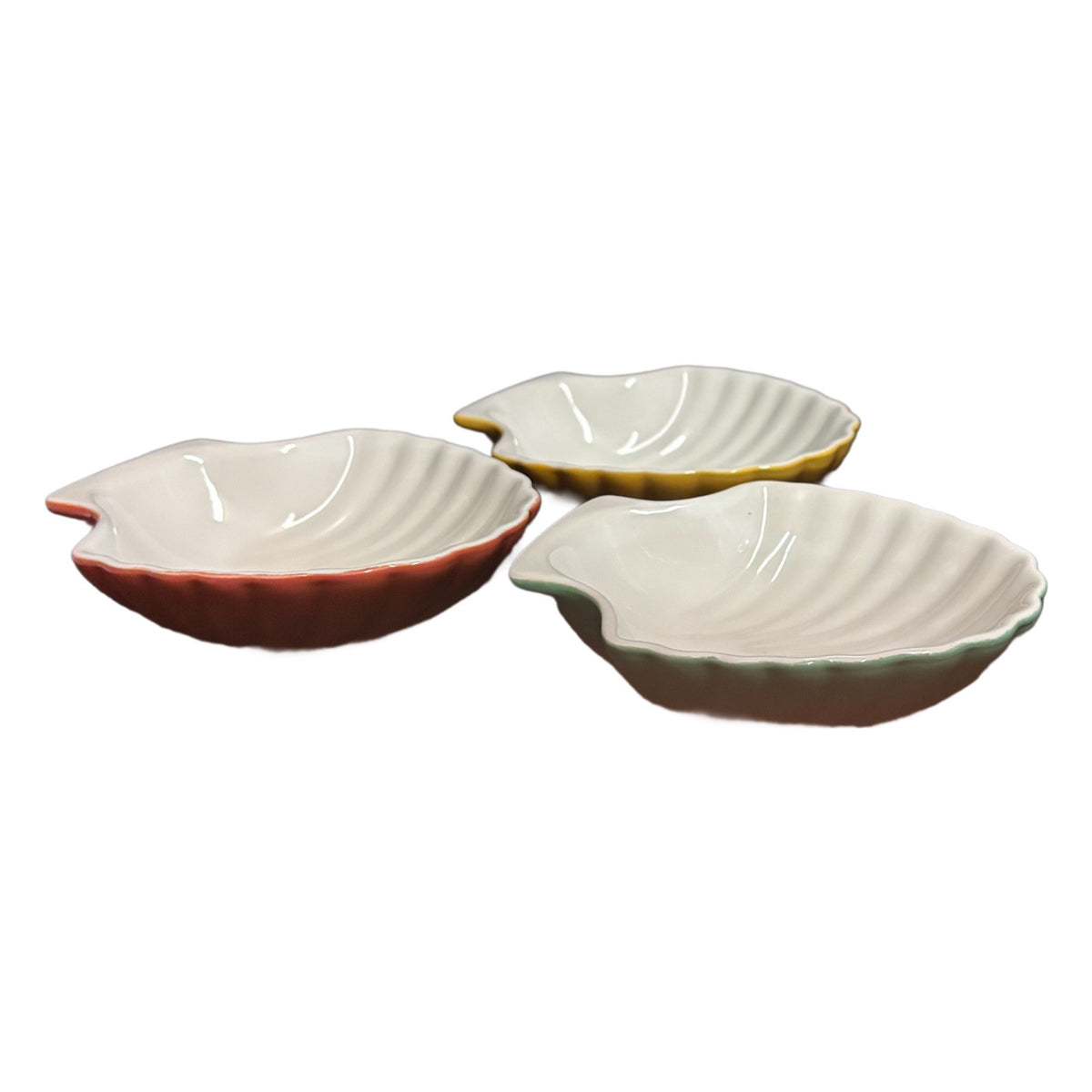 Garden Ridge Pottery Shell Bowls Set of 6 Multicolor Ceramic Snack Dishes